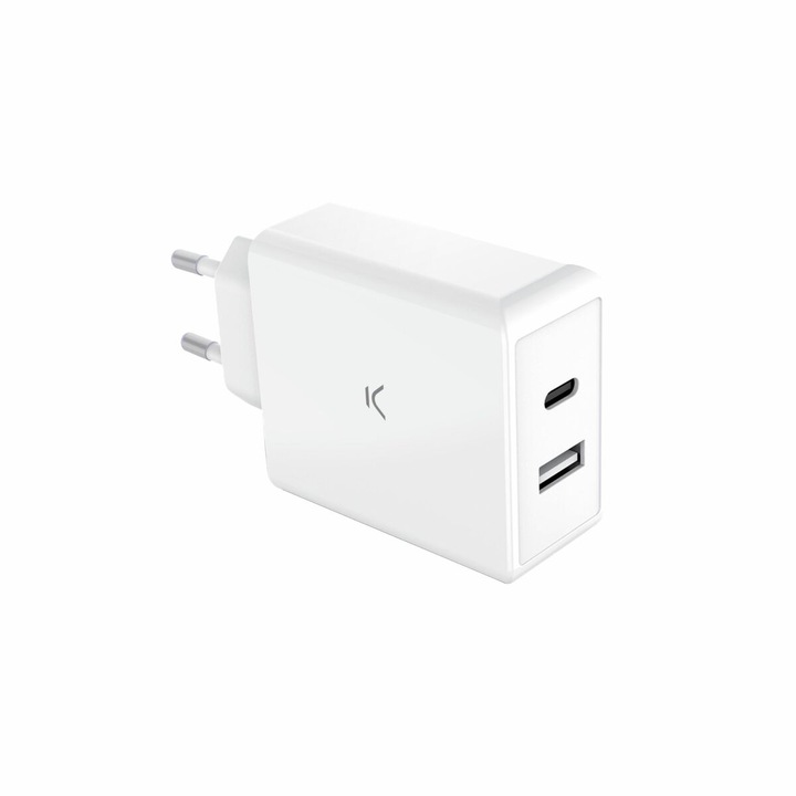 Incarcator de perete, KSIX, USB-C, 65 W, Alb