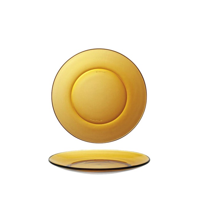 Farfurie pentru desert Lys, Duralex, Sticla securizata, 19 x 1.8 cm, Amber