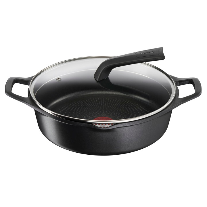 Oala cu capac, Tefal, 28 cm, Negru