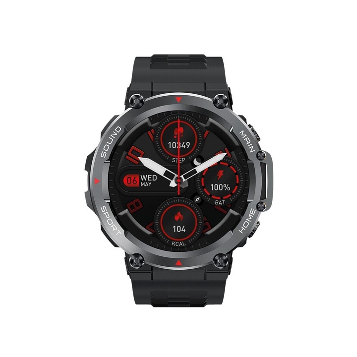 Smartwatch, Ksix, Silicon/Aluminiu, 1.5inch, Bluetooth 5.0, 270mAh, Negru