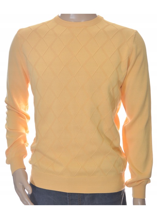 Férfi pulóver, Pamut, Sárga, 3XL