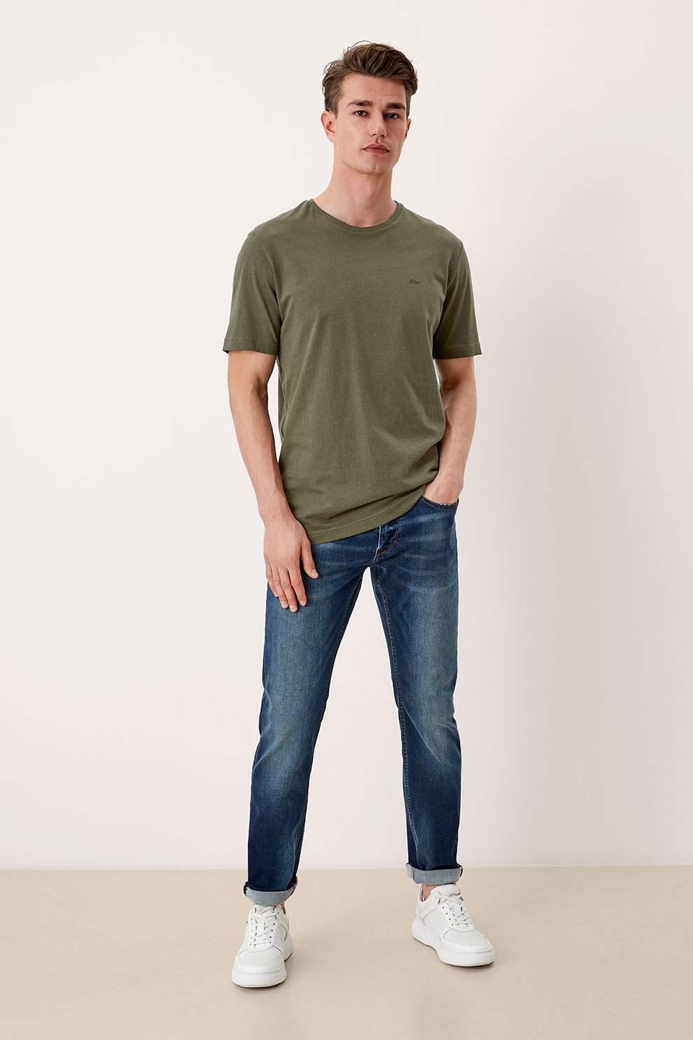 s.Oliver, Tricou regular fit de bumbac, Sparanghel, M