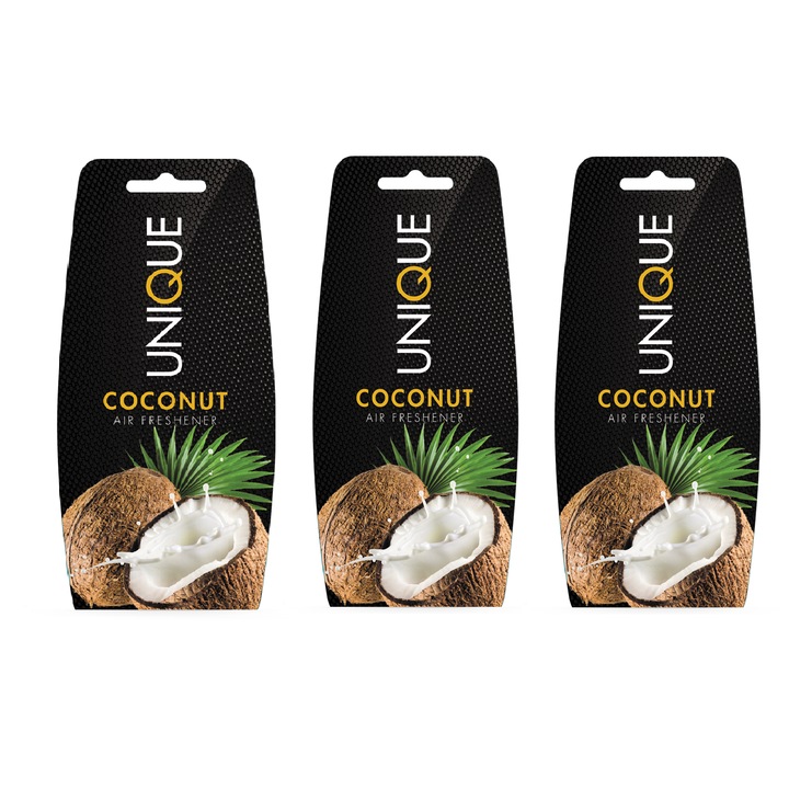Комплект от 3 броя ароматизатори за кола, Ucare, Cocos