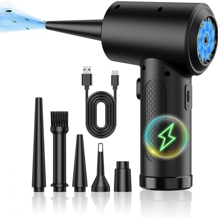 Акумулаторна вентилаторка за сгъстен въздух, многофункционална, USB, многоцветна, за IT почистване