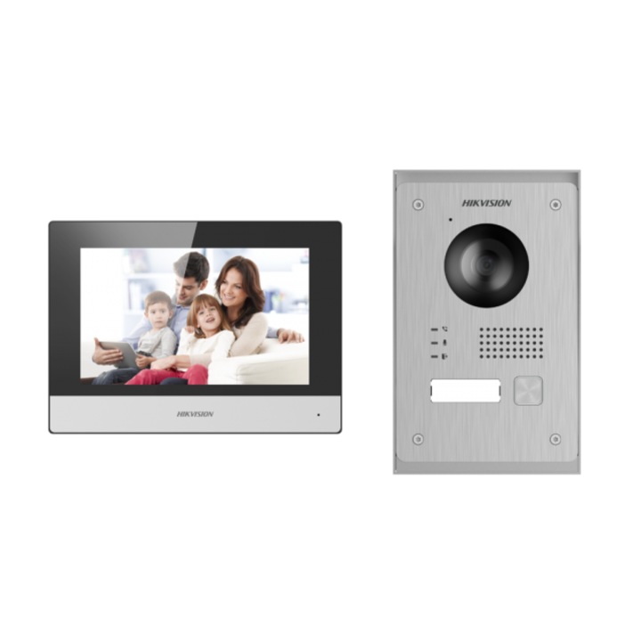 Kit videointercom IP Hikvision DS-KIS703Y-P, caracteristici post exterior: 2MP HD