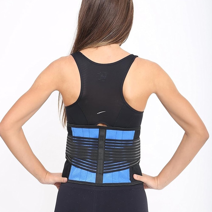 Centura de slabit, BOMSTOM, tip corset, refacere postnatala, suport lombar, compresie dubla, Centura abdominala, Neopren, M, Negru