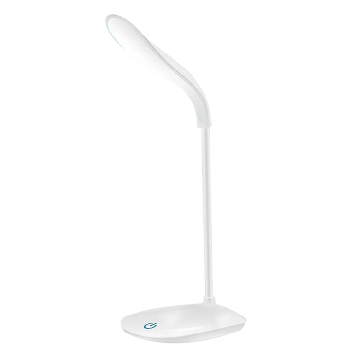 Lampa LED pentru birou NEXTLY, flexibila, 3 trepte de intensitate, control tactil, incarcare USB, alb
