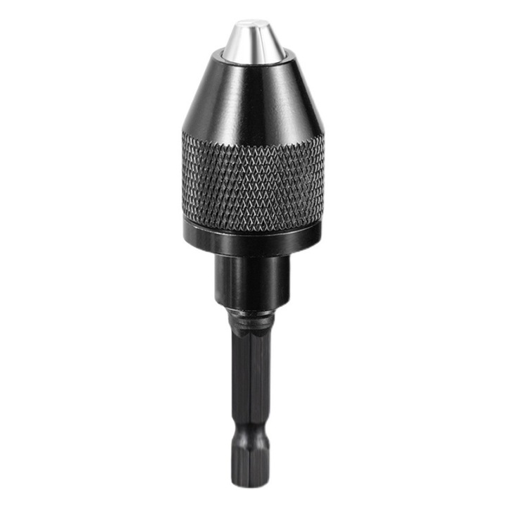 Mandrina cu schimbare rapida pentru burghiu fara cheie cu tija hexagonala, Minetgnon®, 0.3-6.5 mm, Aliaj de Aluminiu/Otel carbon, Negru