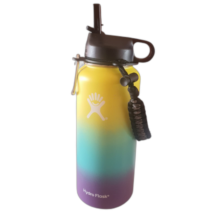 Бутилка Hydro Flask от неръждаема стомана и вакуумна изолация с капак, скоба и сламка 946 ml, жълта, тюркоазена, лилава