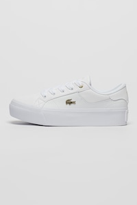 Lacoste-Pantofi sport de piele cu garnituri de piele ecologica Ziane, Alb, 38