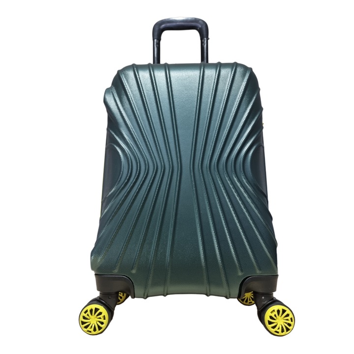 Troler cabina, MY LUGGAGE, model PERDE, 51X36X23 cm, ABS, roti duble, fermoar impermeabil, culoare Kaki/Galben