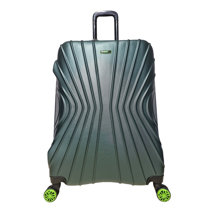 Troler mare, MY LUGGAGE, model PERDE, 75x53x32 cm, ABS, roti duble, fermoar impermeabil, culoare Kaki/Verde