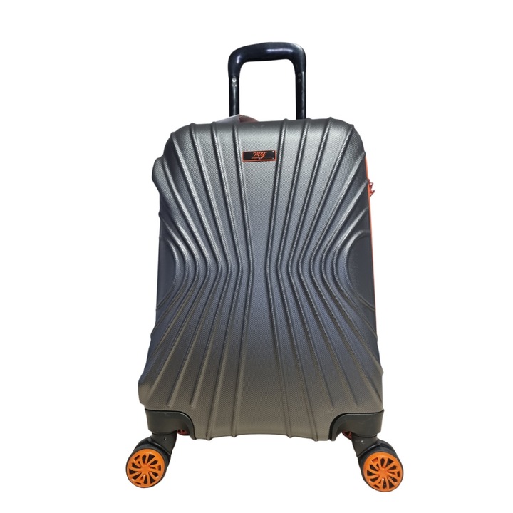 Troler cabina, MY LUGGAGE, model PERDE, 51X36X23 cm, ABS, roti duble, fermoar impermeabil, culoare Antracit/Portocaliu