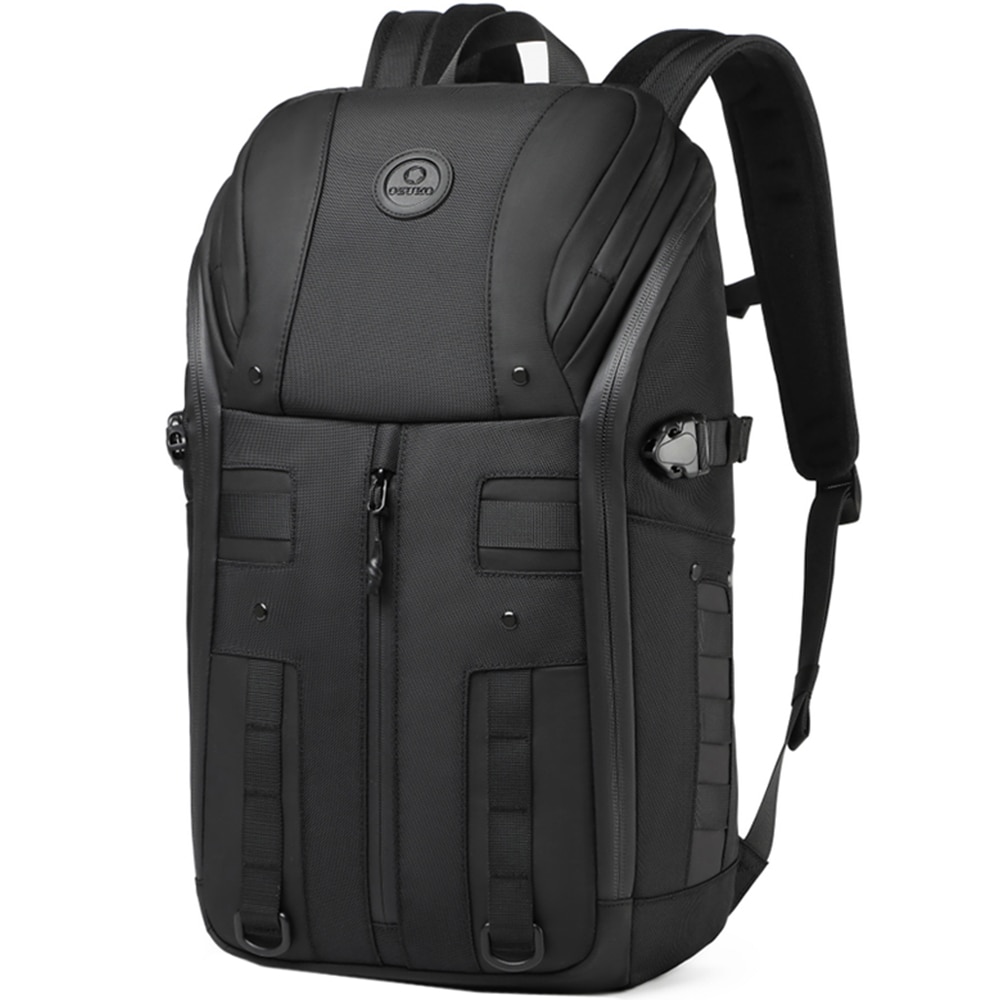 Rucsac laptop 15.6 inch, rezistent la apa, buzunar antifurt, sistem fixare pe valiza, potrivit pentru calatorii si drumetii, OZUKO, OZ9697BK, Negru