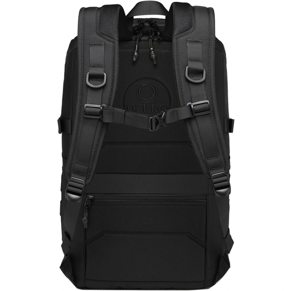 Rucsac laptop 15.6 inch, rezistent la apa, buzunar antifurt, sistem fixare pe valiza, potrivit pentru calatorii si drumetii, OZUKO, OZ9697BK, Negru