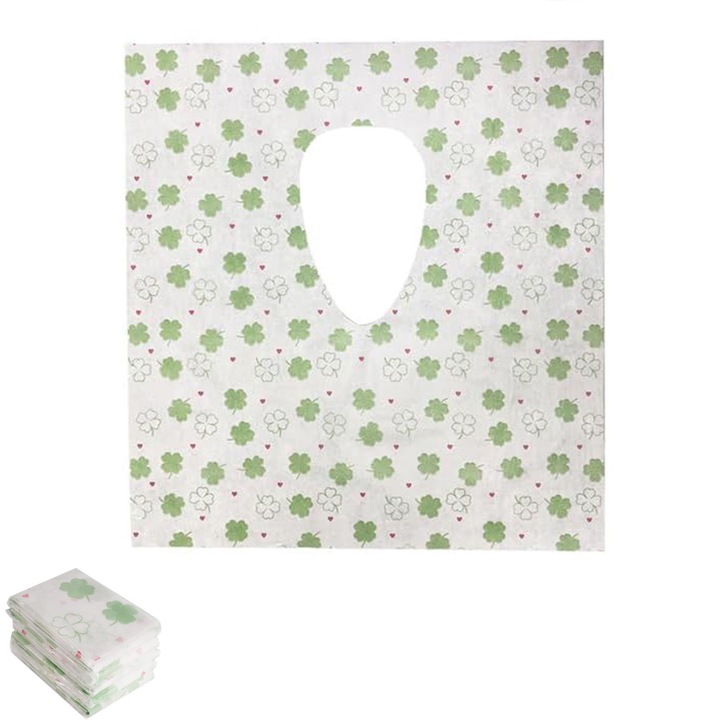 Set 20 protectii de toaleta de unica folosinta, NUODWELL, Impermeabil si antiderapant, portabil si usor de transportat, izoleaza bacteriile, material netesut, verde