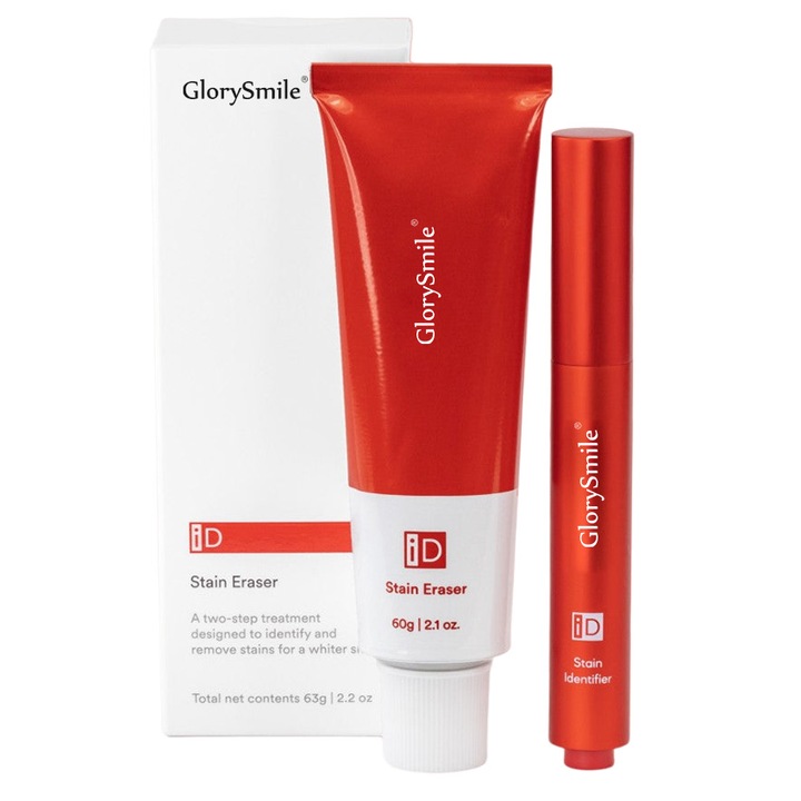 Комплект от 2x паста за зъби, Glory Smile, за премахване на петна и избелване на зъби, 3 ml и 60 gr