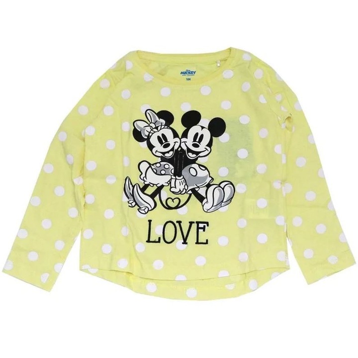 Bluza maneca lunga Minnie Mouse,galben 14458, Galben