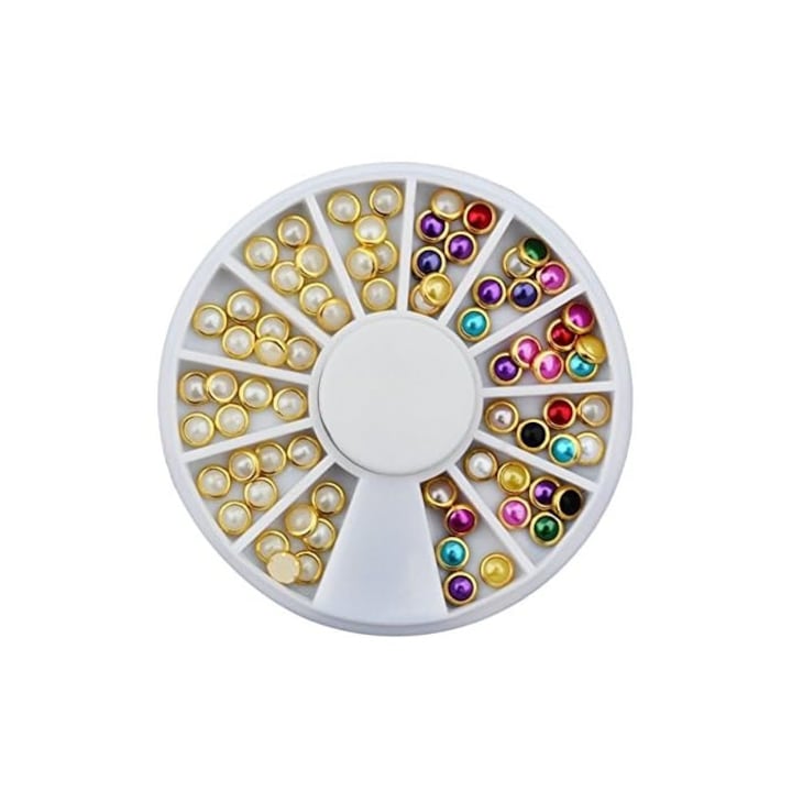 Set 12 decoratiuni, Carusel unghii, strasuri vintage color, S305, Sela