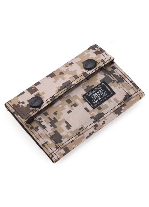 Мъжки портфейл, Zamo®, Army, текстилен материал, затваряне с велкро, 5 отделения, 13x9x1,5 см, бежов камуфлаж