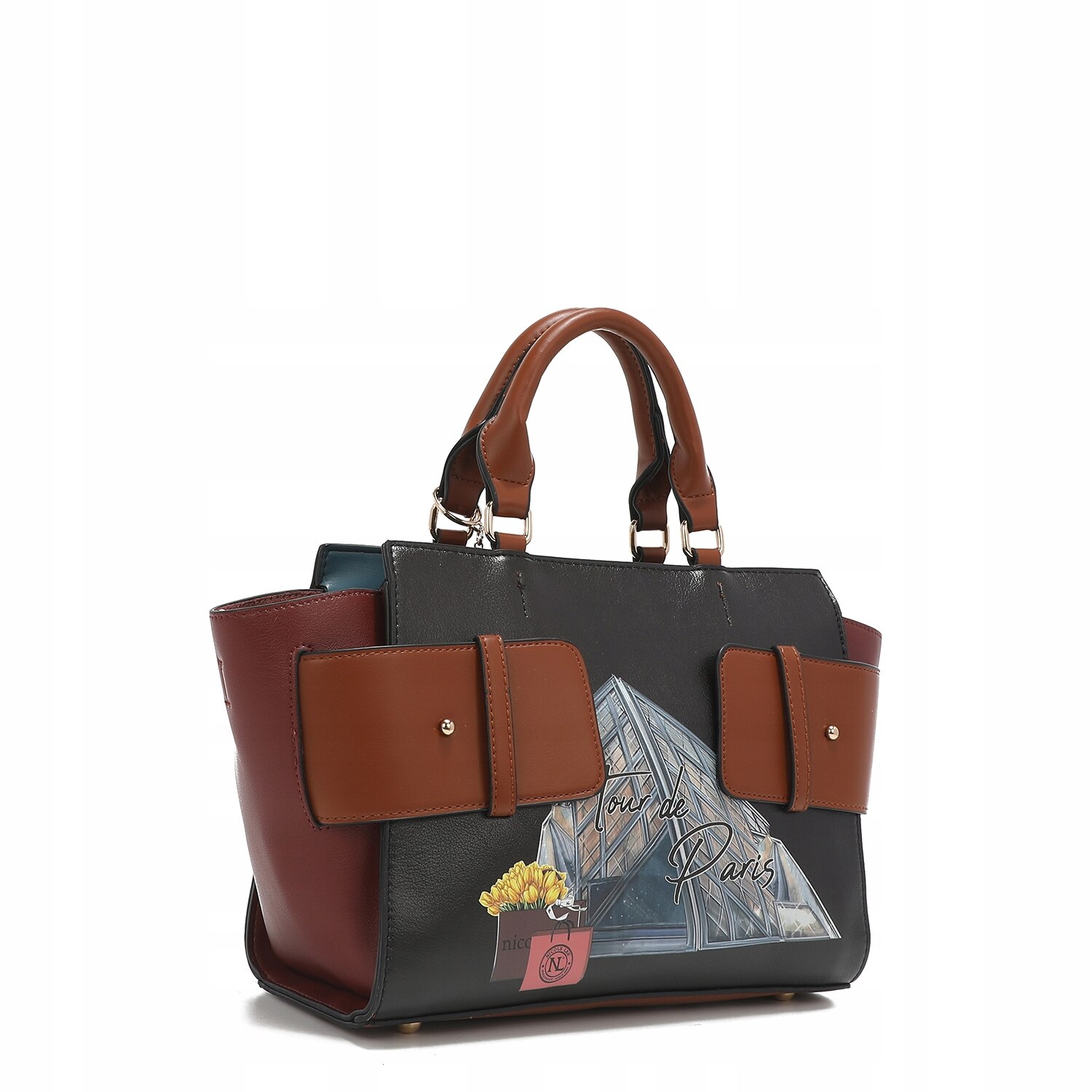 Geanta dama, Nicole Lee, Piele ecologica, 20x27x13cm, Multicolor