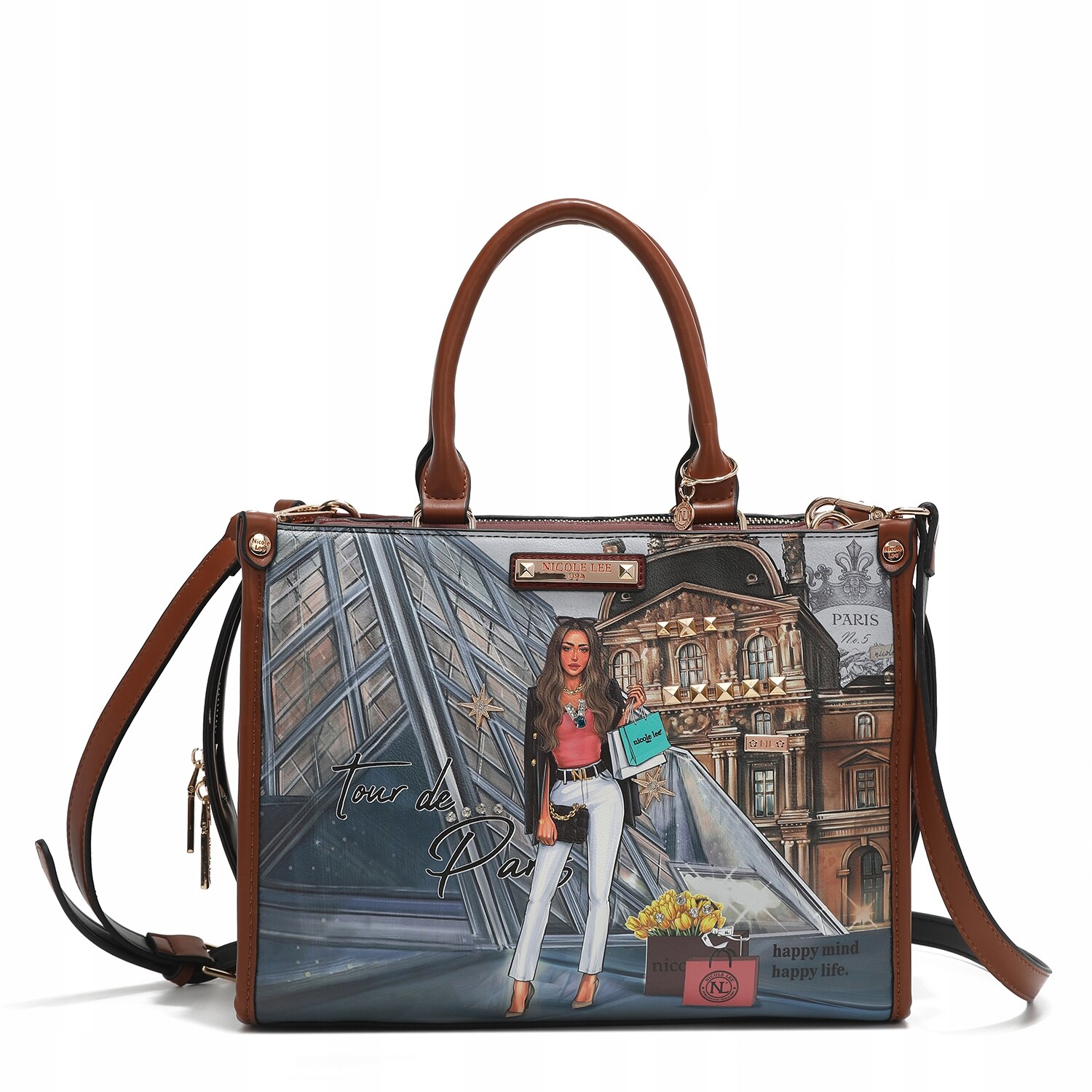 オブジェ Geanta dama, Nicole Lee, Piele naturala, Multicolor - eMAG.ro