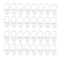 Set de 100 carlige perdele, NUODWELL, Cu rola mica, Usor de instalat si detasabil, Pentru prinderea perdelei si a draperiei, Plastic, Alb