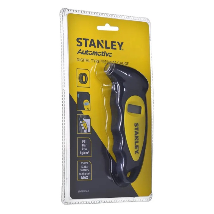 Stanley STHT80874-0, manometru digital presiune anvelope, precizie 0.01, maner ergonomic, psi, bar, kgfcm2 sau kpa, 3-150 PSI, 0.2-10.3 Bar