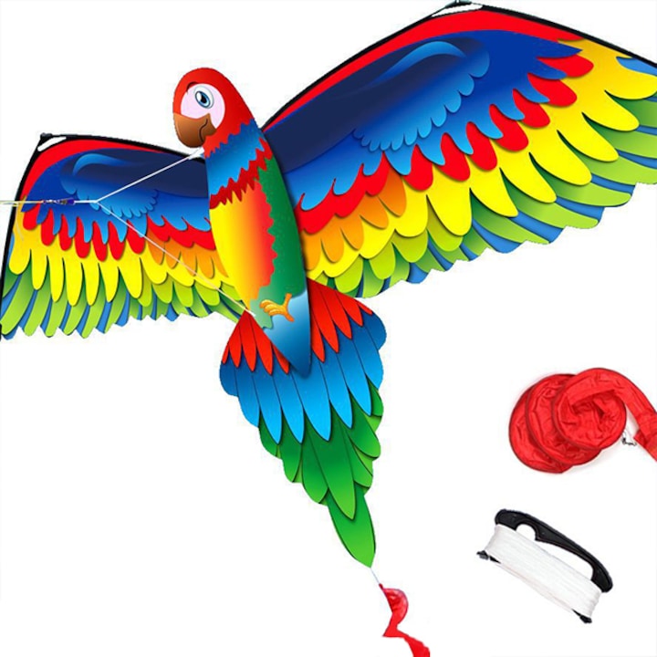 3D parrot хвърчило, Tebnaild, 140 x 78 x 10 cm, многоцветно
