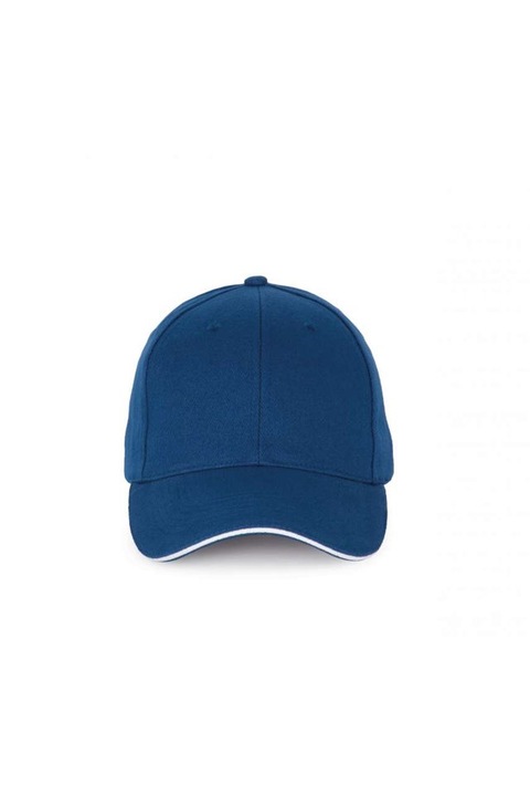 Uniszex sapka, kontrasztos hegy, 6 panel KP185, Royal Blue, White, Universal