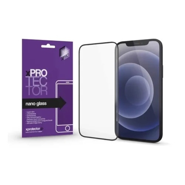 Защитно фолио iPhone 14 - Xprotector Nano Glass скрийн протектор с черна рамка