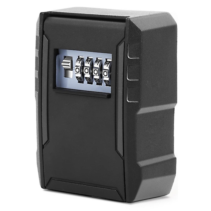 Водоустойчиво съхранение на ключове, JENOUS®, външна кутия с 4-цифрен механичен код, много голям капацитет, интериор и екстериор, алуминиева сплав, черен