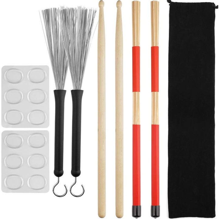 Set Perii Tobe, JENOUS®, 9 Piese, Retractabil, Bete Toba, Rosu/Negru
