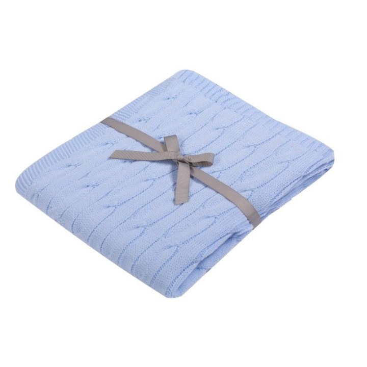 Gyermek takaró, fonat, Uvie pamut, 80x90, kék