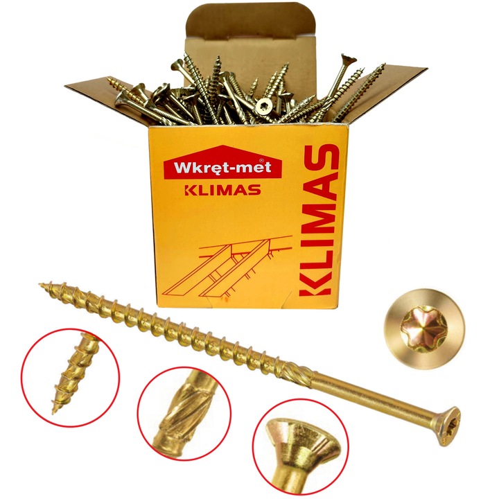 Set 100 Suruburi pentru Constructiile din Lemn, pentru Dulgherie cu Cap Inecat, Tip TORX, 6x280mm