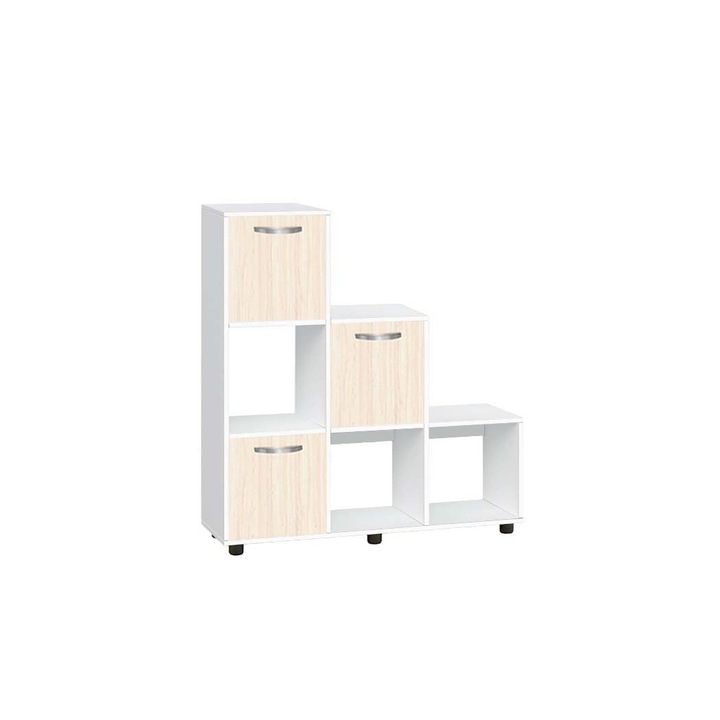 Етажерка Мебели Богдан Cubo 6, с 3 врати, бяло и Астра