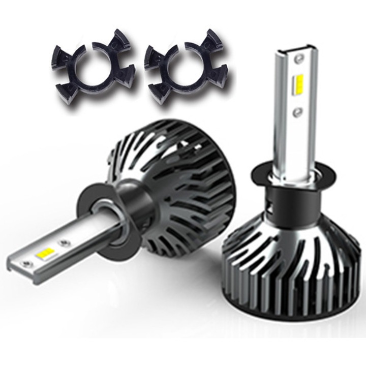Set 2 becuri LED H1 plus 2 adaptoare far Honda