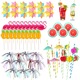 Set 80 Cocktail decoratiuni umbrela mici, JENUOS®, Bambus, de unica folosinta, Multicolor