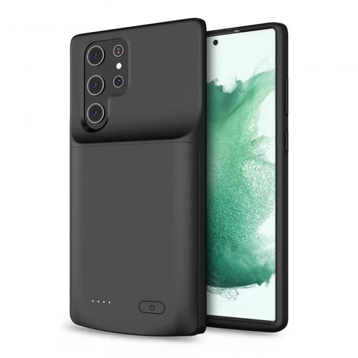 Защитен калъф, съвместим със Samsung Galaxy S22 Ultra, 4800mAh батерия, Power Case, черен