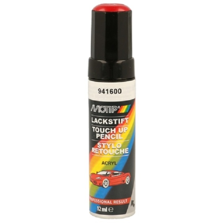Marker vopsea retus auto Motip Acryl, culoare rosu, 12 ml