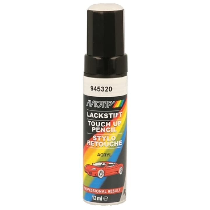 Marker vopsea retus auto Motip Acryl, culoare alb, rezistent la caldura, 12 ml