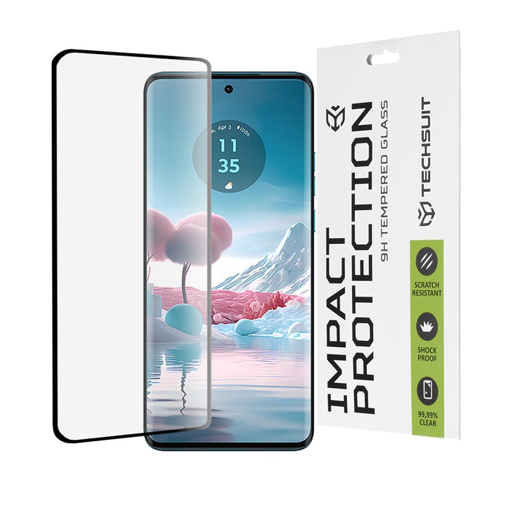 Протектор за Motorola Edge 40 Neo - Techsuit 111D пълно покритие / пълно залепено стъкло / 3D извит екран - черен