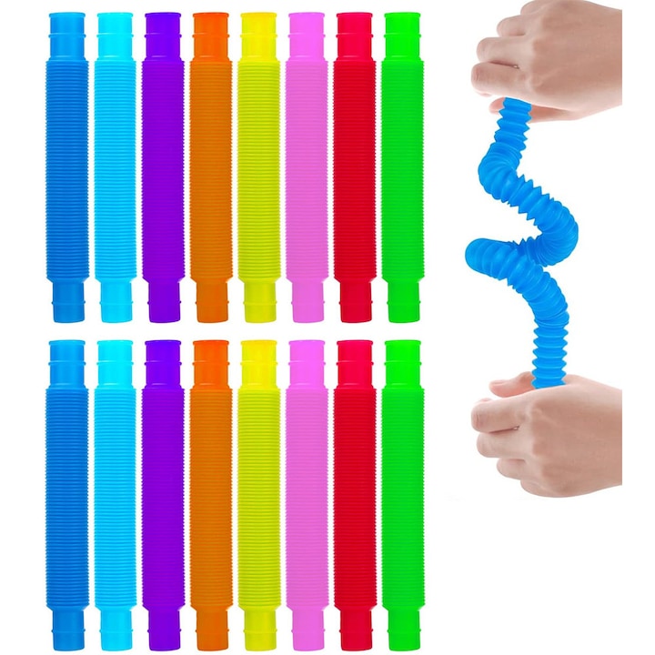 Сензорна антистрес играчка, Pop Tubes, Latauar, Plastic, Multicolor
