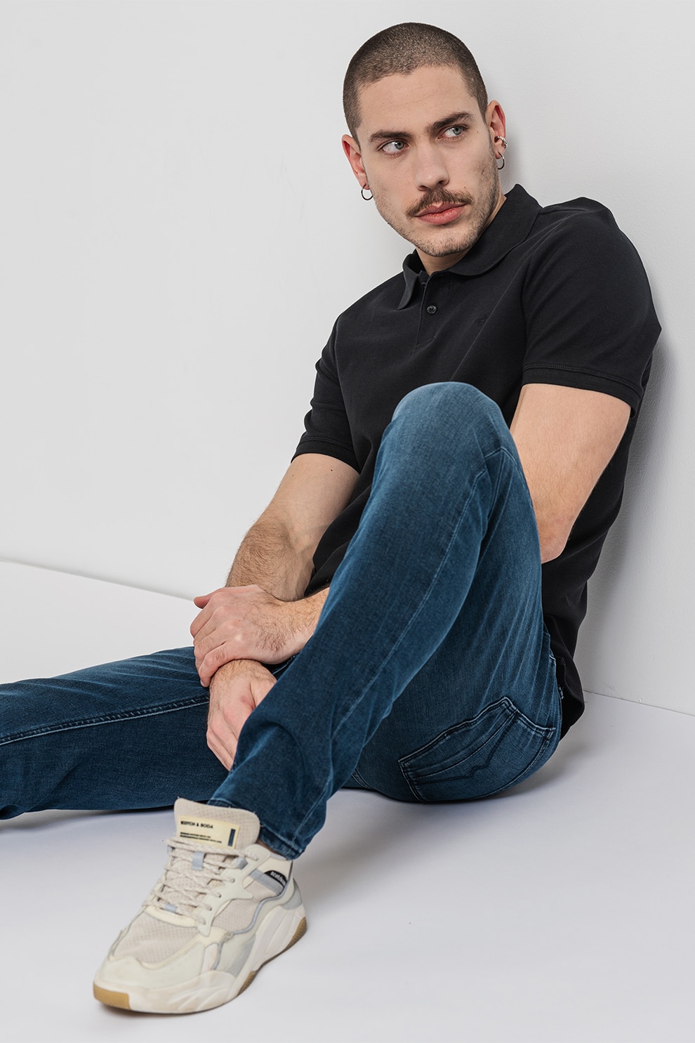 Mustang, Tricou polo uni, Negru, 2XL