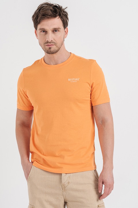 Mustang, Austin kerek nyakú póló, Fehér/Narancssárga