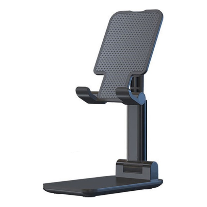 Suport telefon/tableta, ABS/Silicon, Pliabil, Inaltime reglabila, Negru