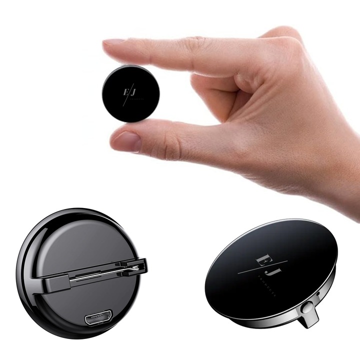 Мини шпионски рекордер, EJ PRODUCTS, модел Q3, 16 GB, гласово активиране, 15 часа автономност, 30 дни в режим на готовност, 340 часа запис, високо качество на запис, черен