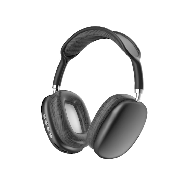 P9 Premium Pro Max vezeték nélküli fejhallgató, TWS, fül fölött, összecsukható, Bluetooth 5.1, zajszűrő, mikrofon, hifi hang, Ios/Android, fekete