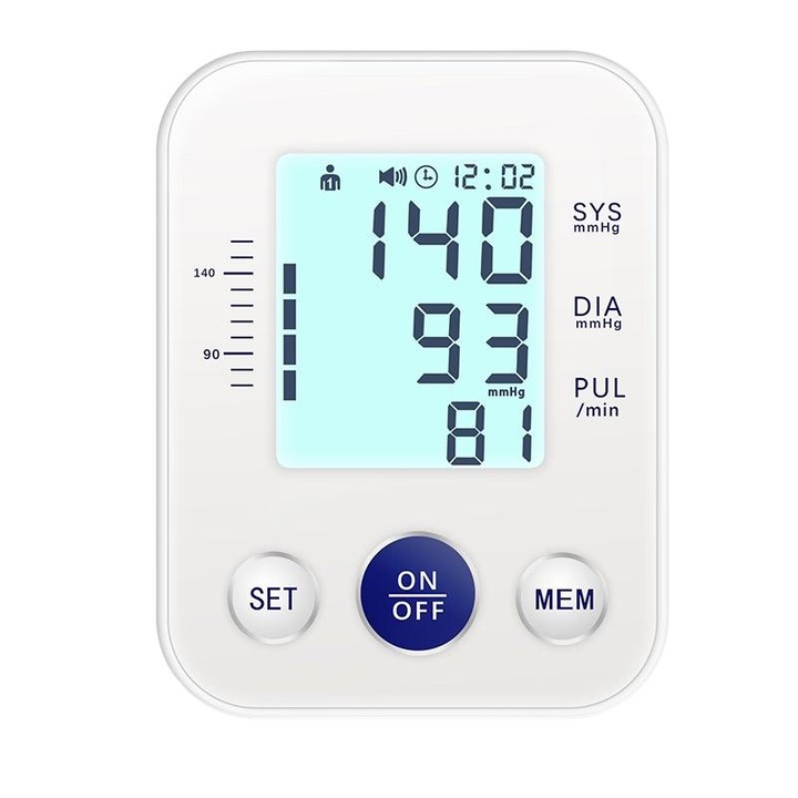 Kar vérnyomásmérő, LCD kijelző, memória funkció, fehér