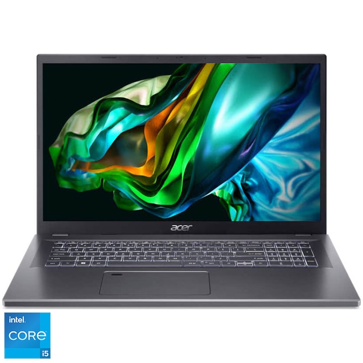 Лаптоп Acer Aspire 5 A517-58M, Intel® Core™ i5-1335U, 17.3", Full HD, IPS, 16GB, 1TB SSD, Intel® UHD Graphics, No OS, Steel Grey